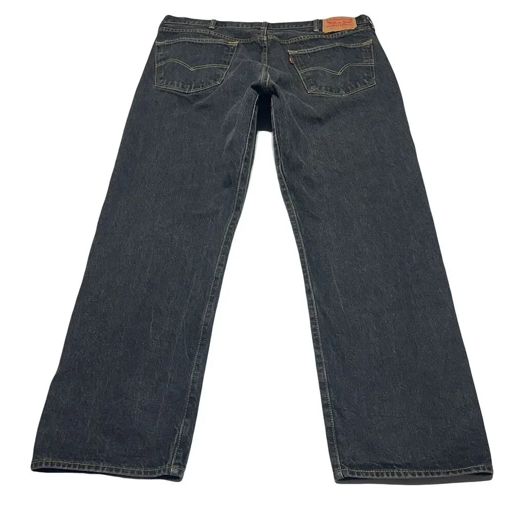 Levis 501 Mens Jeans Black Size 42x32 Measured 38x29 Straight Button Fly